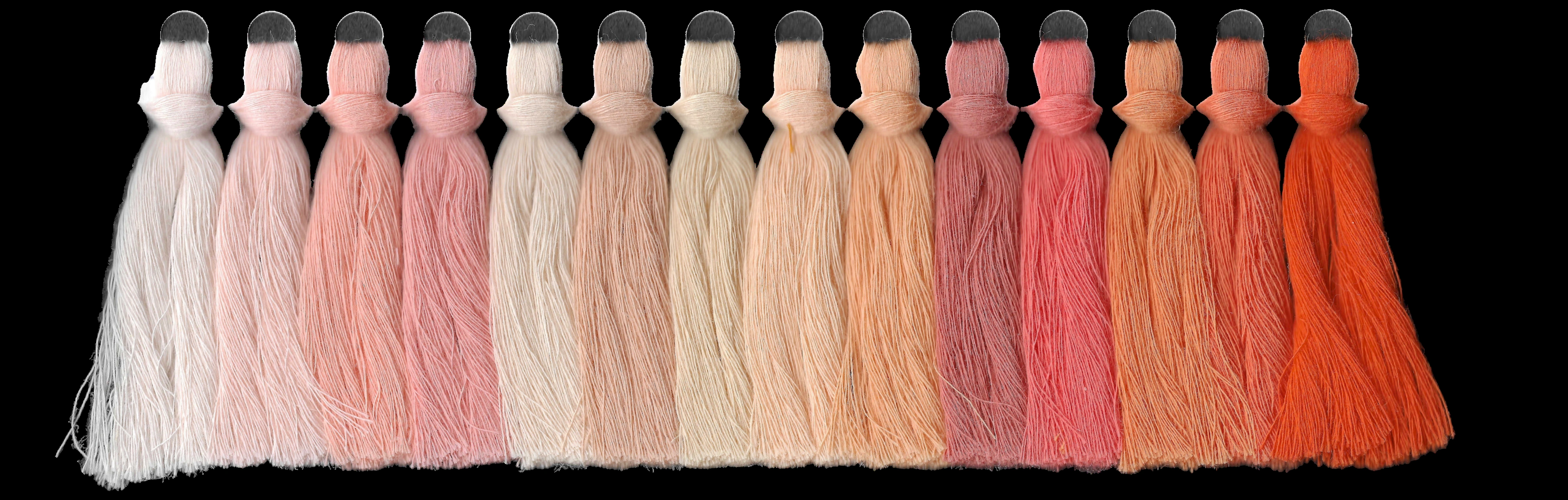 Yarn swatches for peaches & corals